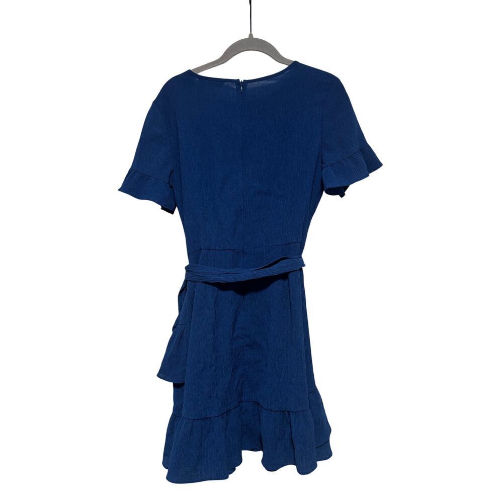 Banana Republic Women's Blue Ruffle Tie Waist Mini Dress Size 4 - Picture 8 of 8
